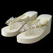 Swarovski Crystal Beaded Vine High Wedge Flip Flops