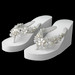 Crystal Coin Pearl Accents High Wedge Flip Flops