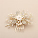 Golden Freshwater Pearl Wedding Comb with Pave Crystals and Delicate Flower 4428HC-I-G
