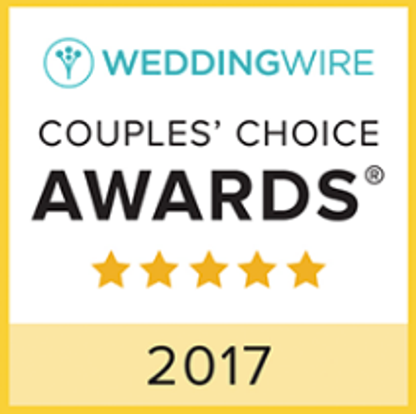 We're honored to have a 2017 WeddingWire - Couples Choice Award! We're in the top 5% of wedding professionals! 