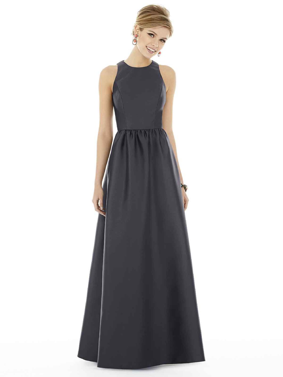 alfred sung shirred chiffon gown