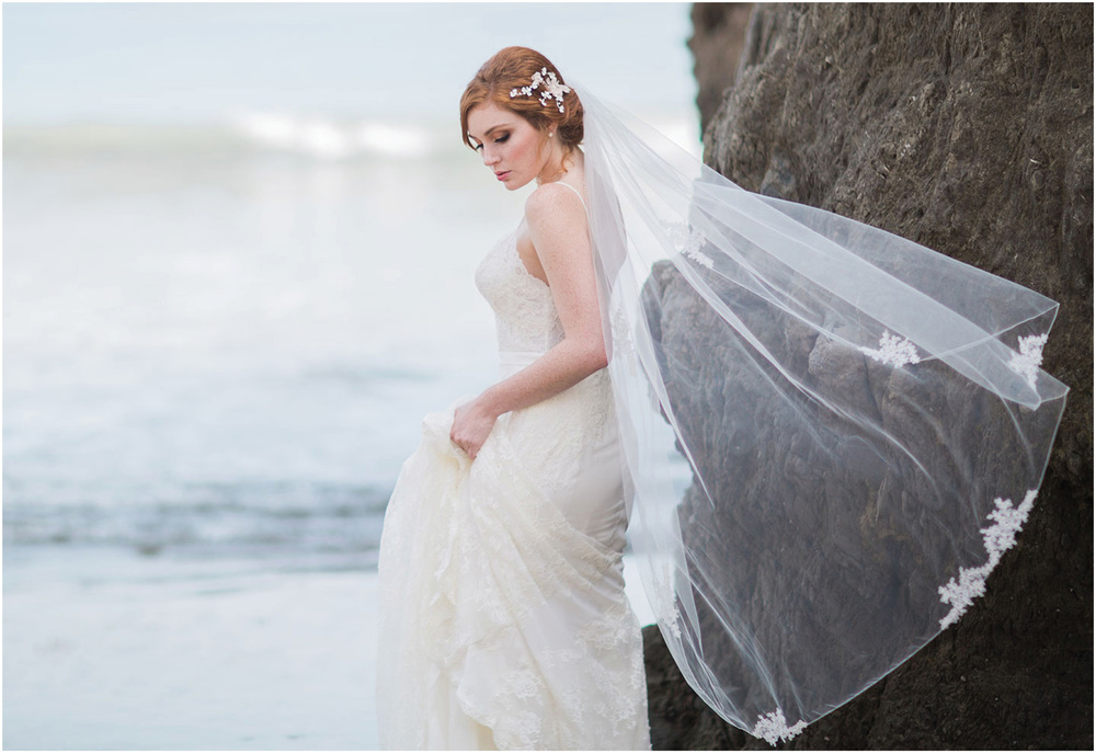 Bridal Accessories Alencon lace Flowers Edge Veil Bridal Pearl