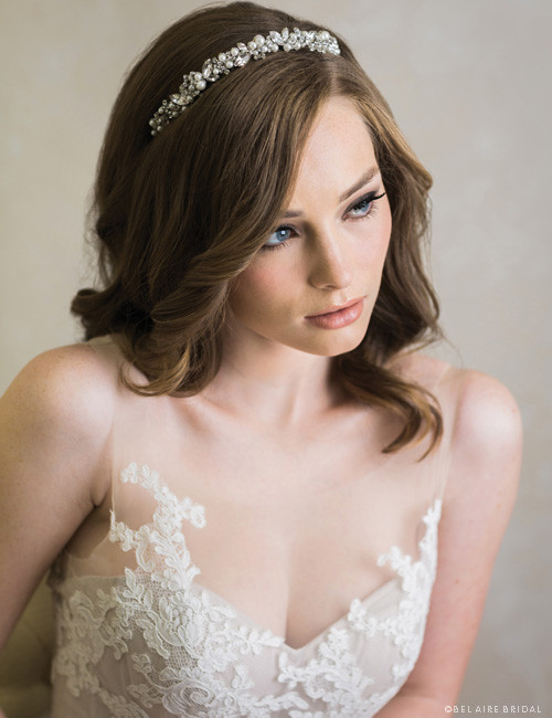 Bel Aire Bridal 6704 - Contoured rhinestone and pearl tiara display picture 1