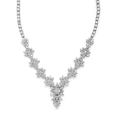 Mariells Top Selling Marquis CZ Cluster Wedding or Pageant Necklace 4239N