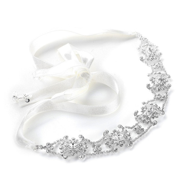 Swarovski Crystal Bridal Headband with Ribbon display picture 2