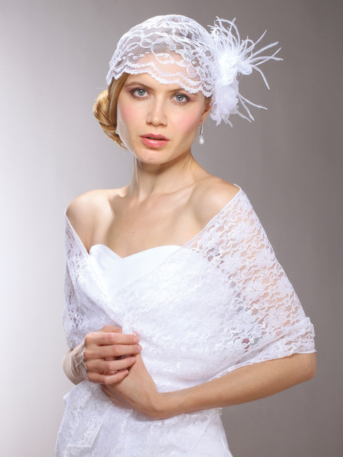 Handmade Juliet Bridal Cap with White Lace ,Organza  display picture 1