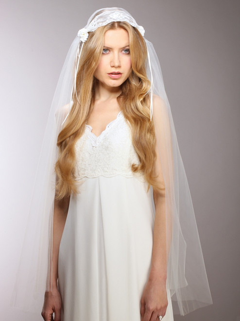 New Cathedral Long Ivory Lace Juliet Cap Vintage Bridal Wedding Veils for  Brides