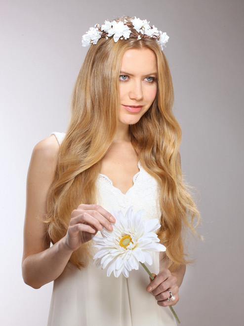 Boho Bridal Floral Hair Wreath with Woodland Twigs display picture 1