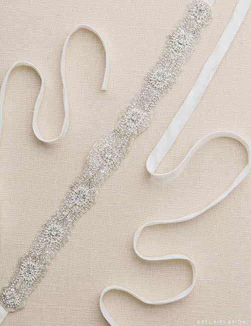 Bel Aire Bridal Belt BT080 - Rhinestone and Pearl Belt - Bridal Belts