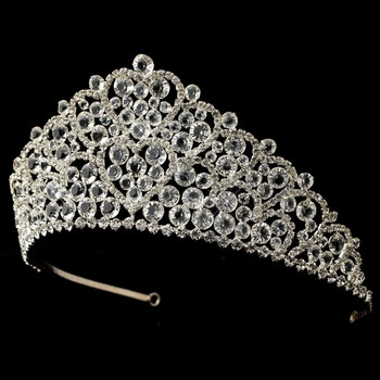 Silver Plated Clear Crystal Rhinestone Crown Heart Princess Bridal Tiara Amazon.com: Beautiful Princess Bridal Wedding Tiara Crown  main image 4