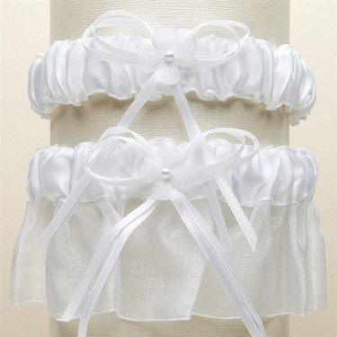 Sleek Satin and Organza 2 Pc. Bridal Garter Set - White G016-W-W | Bridal  Garters & Wedding Garters