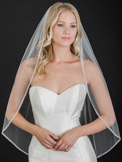 Beaded Edge Fingertip Veil