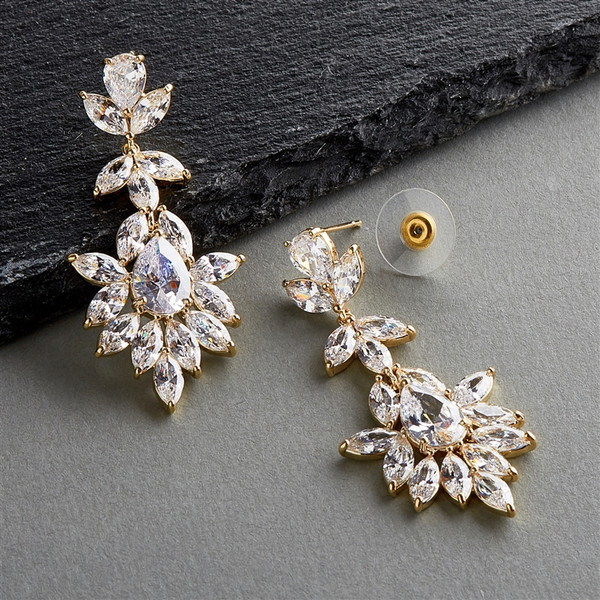 Ivanna Large Rhinestone Chandelier Post Earrings - Gold – Sophia Collection