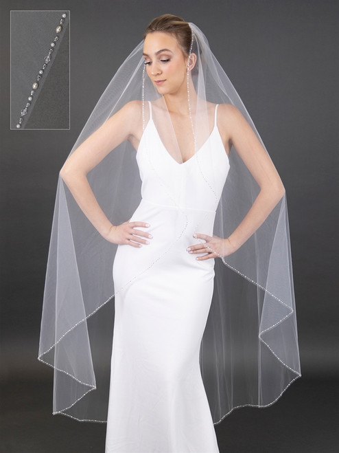 Mariell Breathtaking Waltz Length Veil with Luxurious Oval