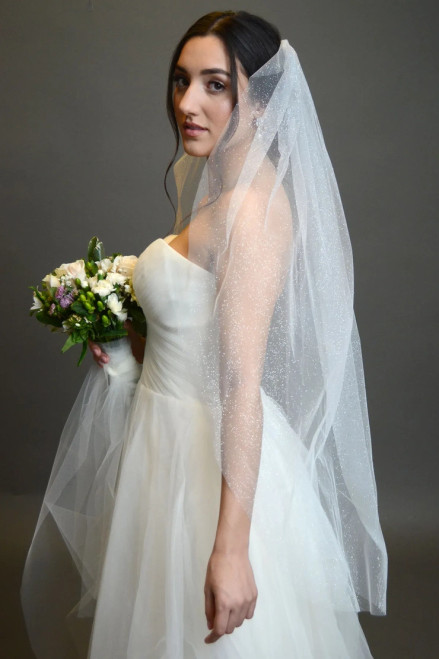 Ansonia Bridal Veil Style 739S - One Tier Heavy Beaded Edge Veil With Bugle  Beads, Marquis Stones and Pearls - QUICK SHIP