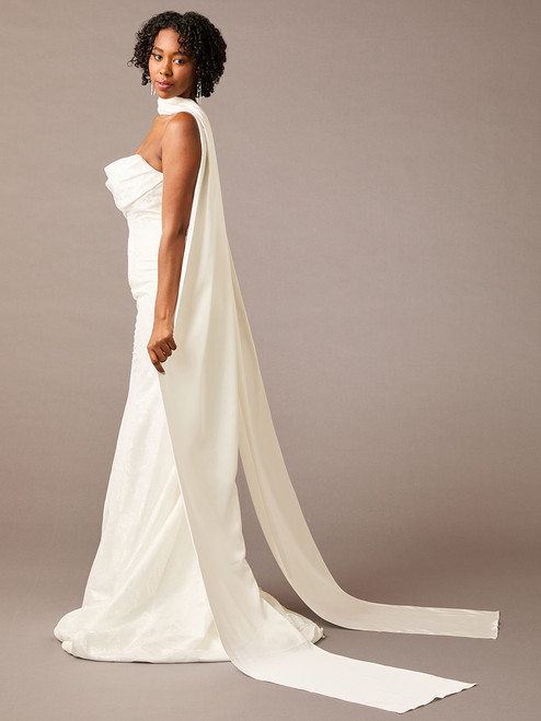 silk wedding dress with neck scarf Long Silk Wedding Neck Scarf by Grace + Ivory
