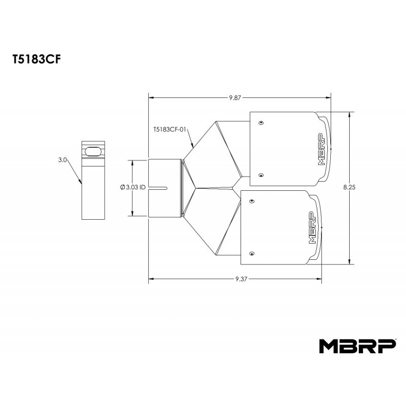 MBRP T5183CF Tip, 3