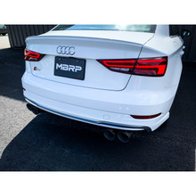 3" Cat Back, Quad Split Rear Exit, Valve Delete T304, Audi S3 2015-19