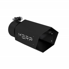 Tip, 4" Hex 3" ID inlet 10" Length, SS MBRP Logo Plate, T5169BLK, Black Coated