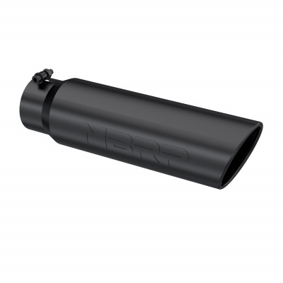 MBRP Tip, 5" O.D. Angled Rolled End, 4" inlet 18" in length, Black Coated MBRP Tip, 5" O.D. Angled Rolled End, 4" inlet 18" in length, Black Coated