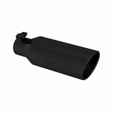 Tip, 4" O.D. Angled Rolled End, 2.5" inlet, 12" in length, Black Tip, 4" O.D. Angled Rolled End, 2.5" inlet, 12" in length, Black