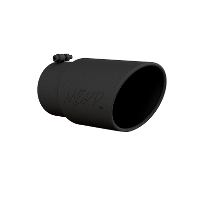 MBRP Tip, 6" OD Angled Rolled End 5" inlet 12" length, Black Coated, Universal