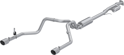 MBRP 3" Cat-Back, 2.5" Dual Split Rear Exit, 2019-2026 Chevrolet/ GMC Silverado/ Sierra 1500 2.7L, Aluminized Steel MBRP 3" Cat-Back, 2.5" Dual Split Rear Exit, 2019-2026 Chevrolet/ GMC Silverado/ Sierra 1500 2.7L, Aluminized Steel