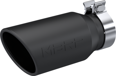 MBRP Black-Coated Tip, 4.5" OD, 3.2" Inlet ID, 10" Length, Single Walled, Angled Cut Rolled End, Universal
