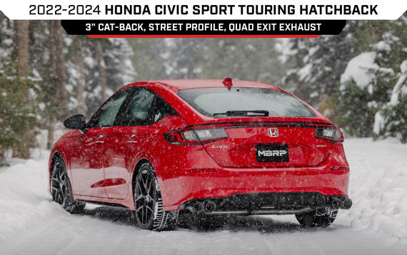 NEW 2022-2024 Honda Civic Sport Touring Hatchback, 3" Cat-Back, Quad Exit Exhaust