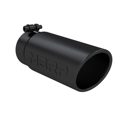 Tip, 4" O.D. Angled Rolled End 3.5" inlet 10" length- Black Coated