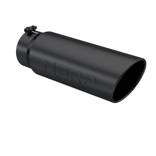 Tip, 6" O.D. Angled Rolled End, 5" inlet 18" in length, Black Coated