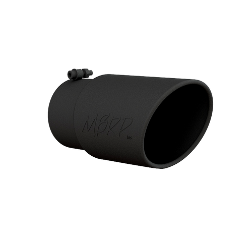 Tip, 6" OD Angled Rolled End 5" inlet 12" length, Black Coated, Universal