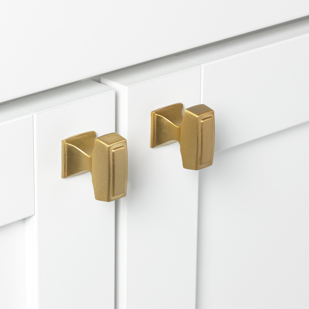 1-1/8 x 1/2 Inch Transition Rectangle Cabinet Knob, Satin Gold - 87390-SG