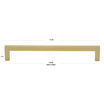 7-9/16 Inch Center to Center Solid Square Bar Pull, 21683-192-BG, Brass Gold