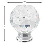 1-5/8 Inch Classic Crystal Cabinet Knob with Polished Chrome Base - 9003-CR-40