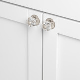 1-1/4-inch Clear Acrylic Melon Cabinet Knob with Satin Nickel Backplate - 235140-SN