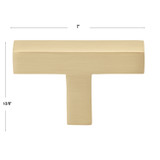 2-Inch Solid Square Cabinet T-Knob 21683-T Gold Collection 2-Inch Solid Square Cabinet T-Knob 21683-T Gold Collection
