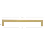 7-9/16 Inch Center to Center Solid Square Bar Pull, 21683-192-BG, Brass Gold
