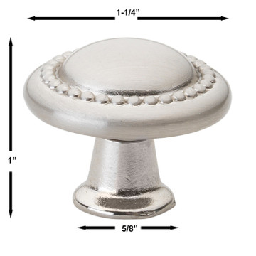 1-1/4 Inch Transitional Round Beaded Cabinet Knob - 5222