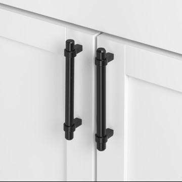 5 Inch Center-to-Center European Matte Black Solid Steel Bar Pull Cabinet Hardware Handle - 4007-128-MB