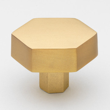 1-1/2 Inch Solid Hexagon Cabinet Knob, Satin Gold - 5824-SG