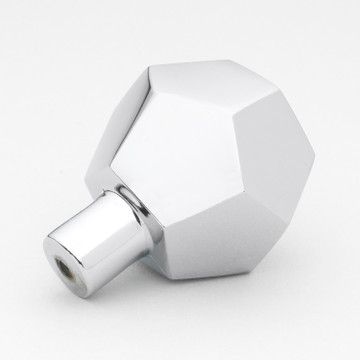 1-1/2 Inch Solid Faceted Cabinet Knob, Polished Chrome - 5826-PC