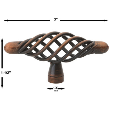 3 Inch Classic Twisted Birdcage Cabinet Knob - 3051