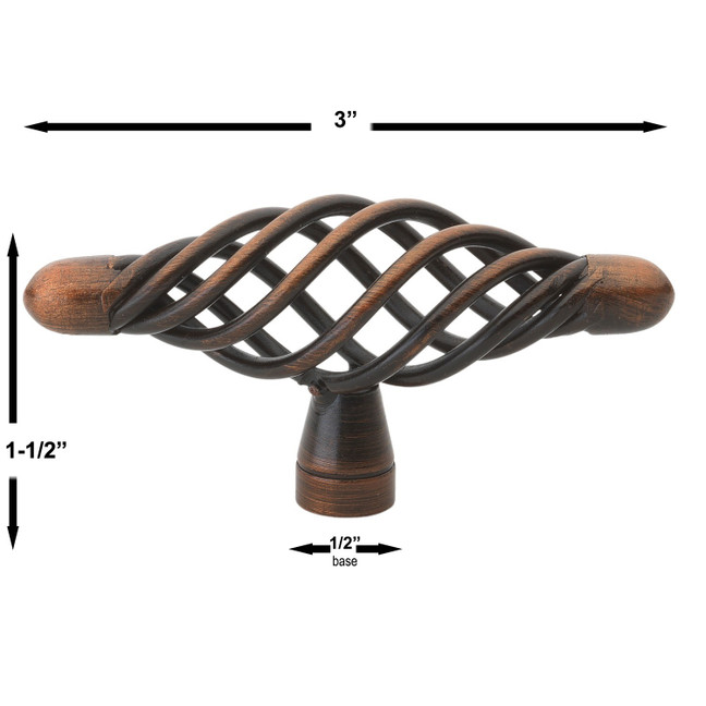 3 Inch Classic Twisted Birdcage Cabinet Knob - 3051