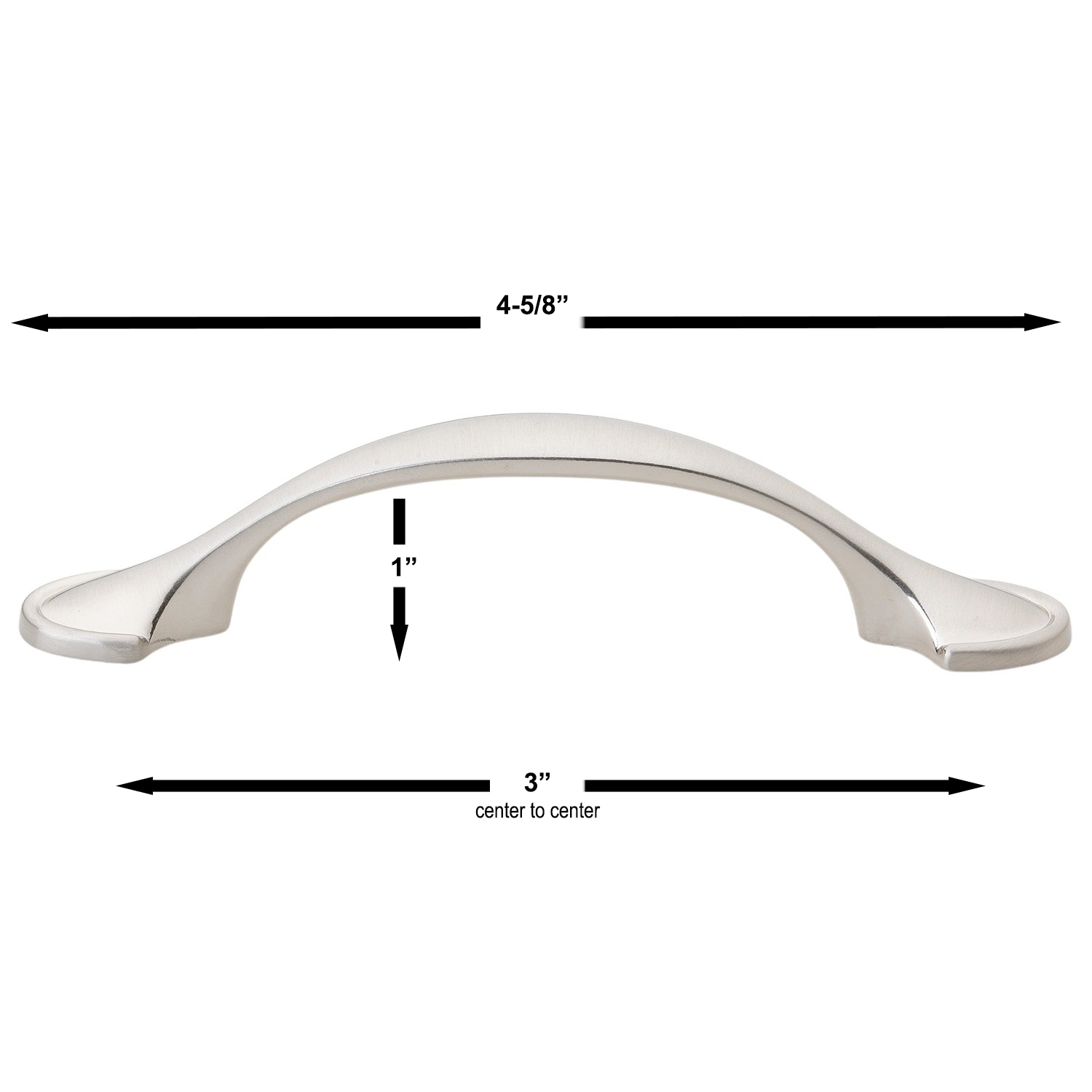 Graphite Gray Arched Square Cabinet Pulls - Pack Of 25, 5" Center-to-Center, Euro Modern Style For Kitchen & Bathroom