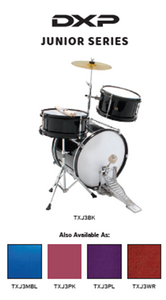 DXP - 3 Piece Junior Series Drum Kit (10" Bass Drum, 8" Tom, 8" Snare Drum) w/ Cymbal & Bass Drum Pedal