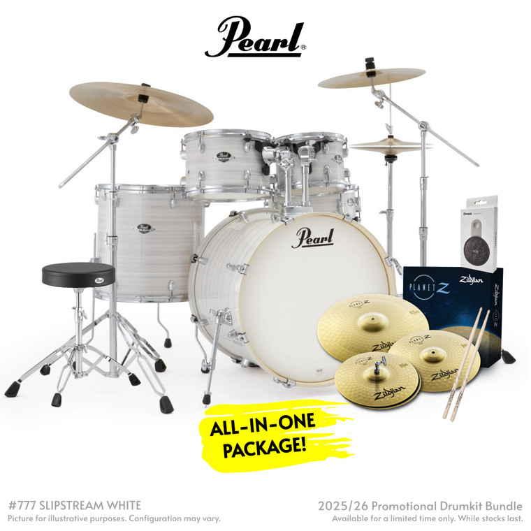 Pearl EXPORT PLUS 22" FUSION PLUS DRUM KIT PACKAGE - SLIPSTREAM WHITE