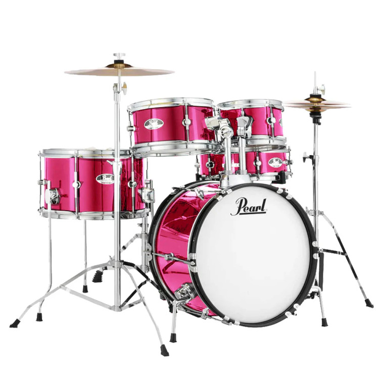 Pearl Roadshow Junior 5 Piece Drum Kit With Hardware and Cymbals - Metallic Pink