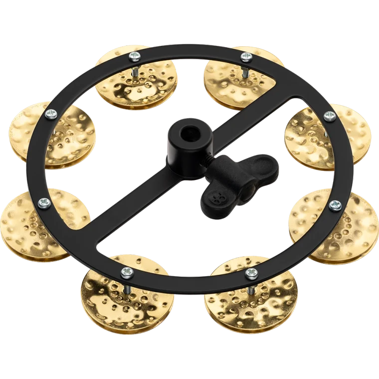 Meinl Hi Hat Tambourine Hammered Brass Jingles Single Row - Black
