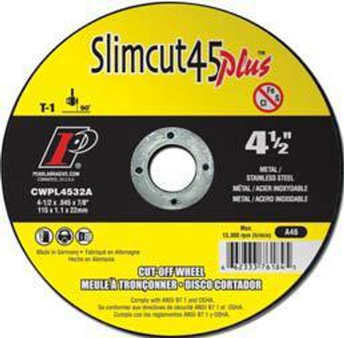 Pearl Abrasive T-1 Aluminum Oxide Slimcut 45 Plus Thin Cut Off Wheel 25ct Case A46 Grit 5 x .045 x 7/8 CWPL0532A